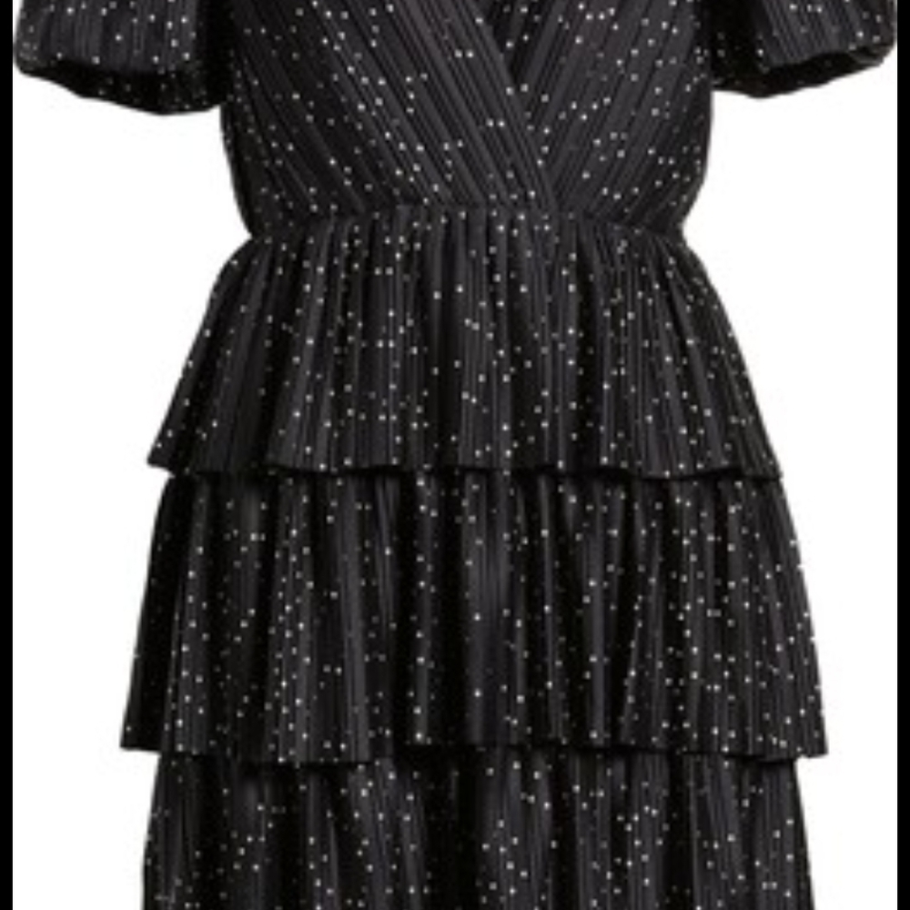 Charles Henry Black and White Tiered Mini Dress - Picture 2 of 12